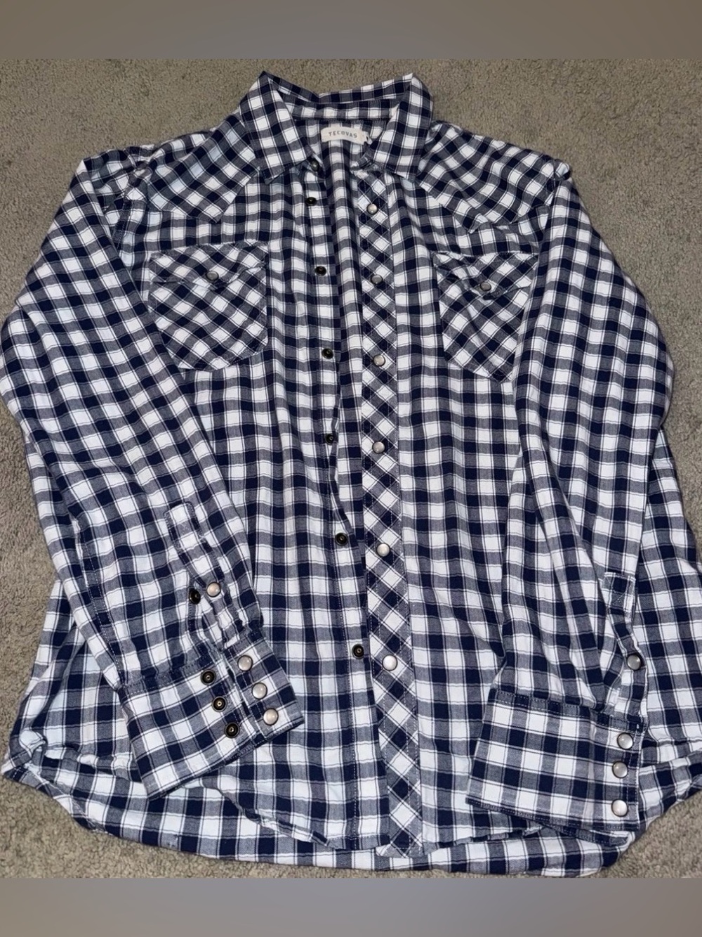 Tecovas Navy and White Checked Shirt